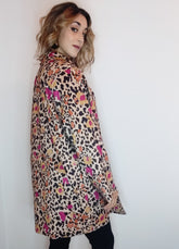 Suede-Effect Animal Print Jacket