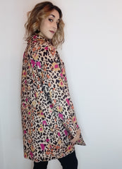 Suede-Effect Animal Print Jacket