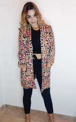 Suede-Effect Animal Print Jacket