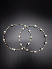 Large Pearl Hoop Earrings