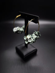 Floral Aquamarine Hoop Earrings