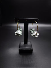 Floral Aquamarine Hoop Earrings