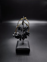 Floral Black Hoop Earrings