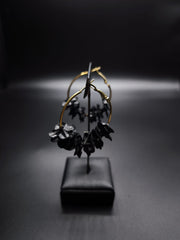 Floral Black Hoop Earrings