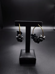 Floral Black Hoop Earrings
