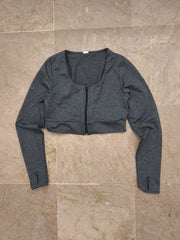 Grey zip long sleeve top