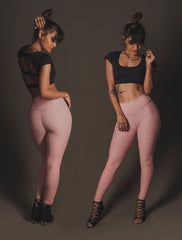 Sizes XS to L - Coral & Black VIP Legging