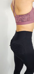Ribbed Pocket Black Legging