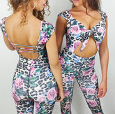 Sizes S to L - Cute flowers animal jumpsuit