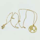 World gold necklace - sterling silver 925