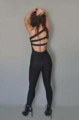 Only size M - Stripes Black Jumpsuit