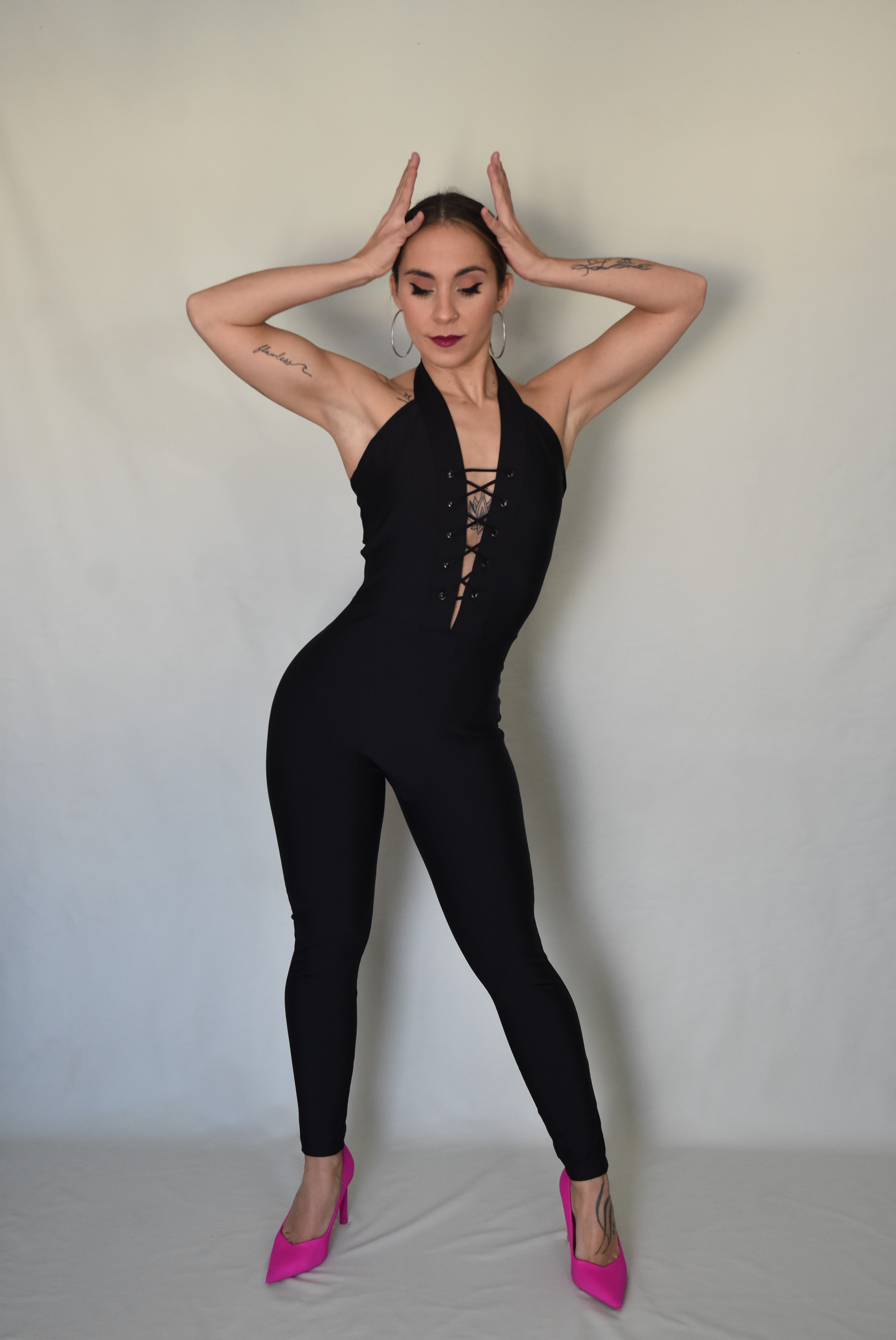 Taille L uniquement - Combinaison fleurs et rayures 