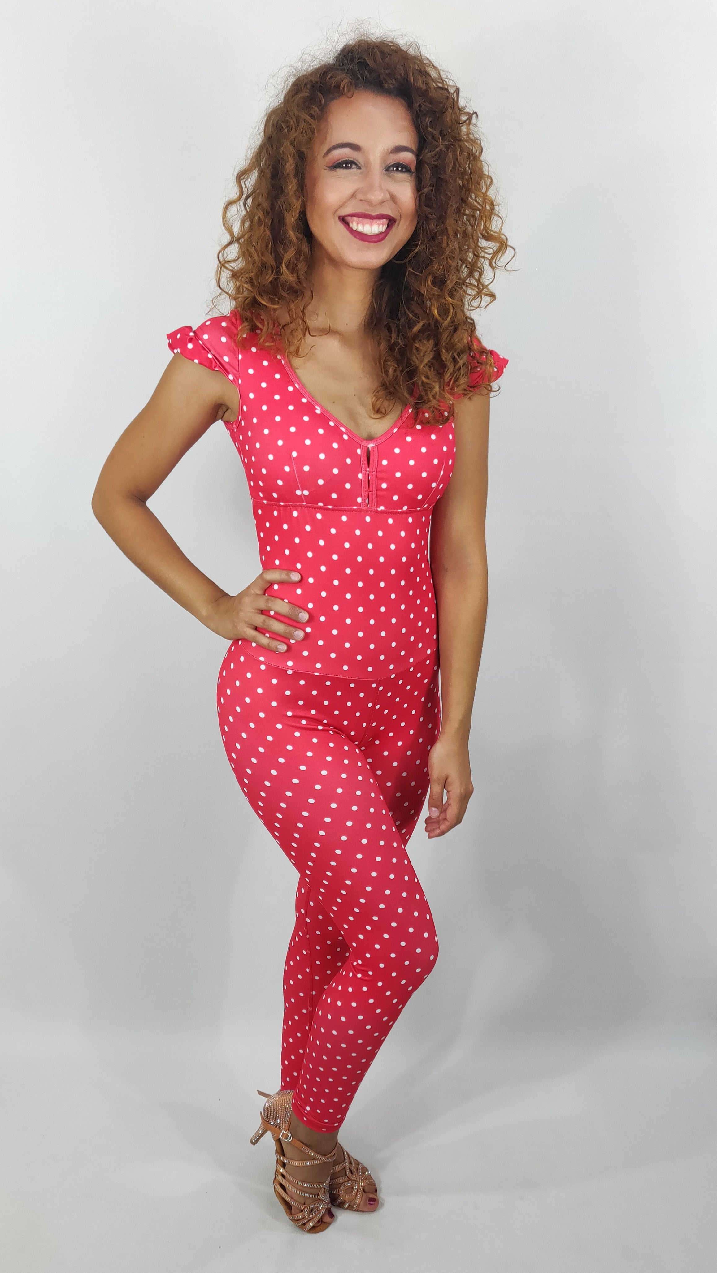 Only size S/M - Red Polka Dots Jumpsuit