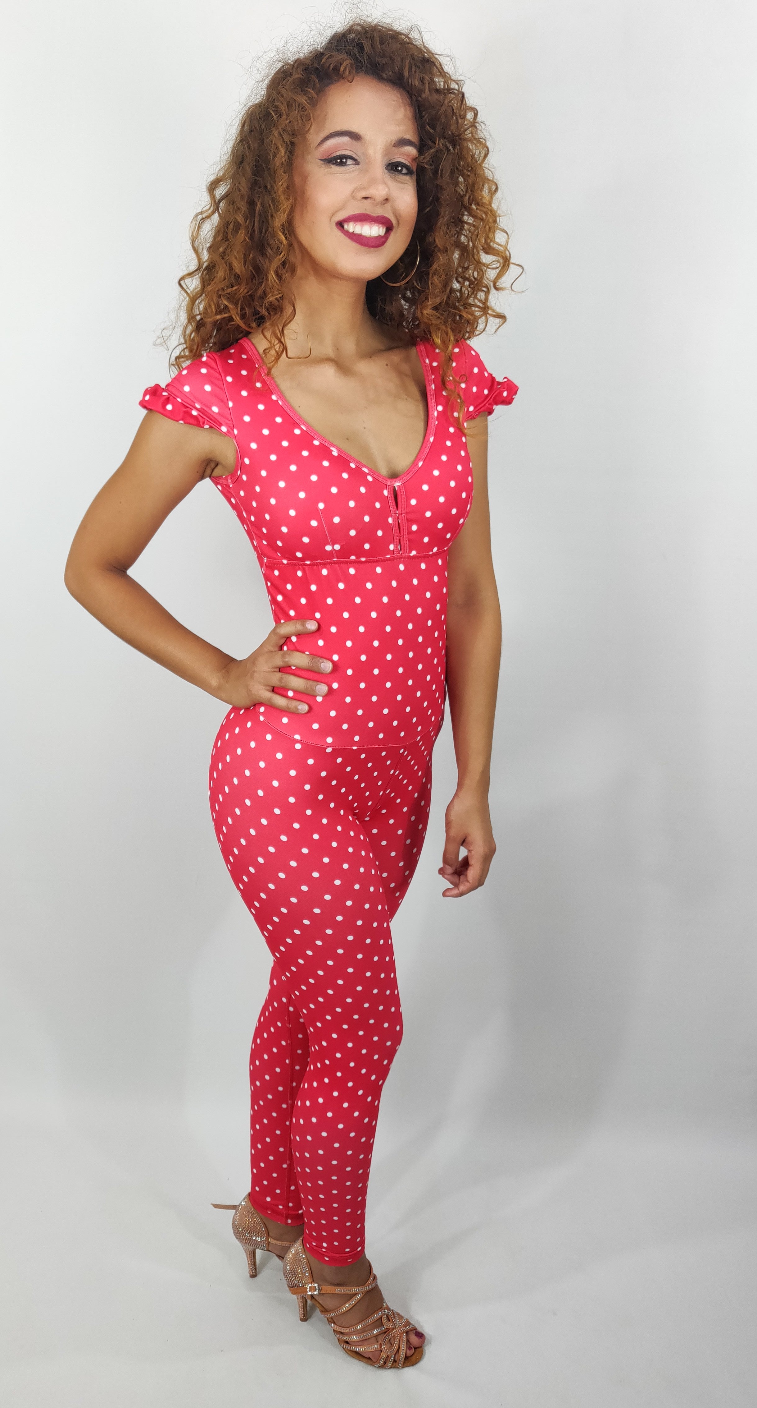 Only size S/M - Red Polka Dots Jumpsuit