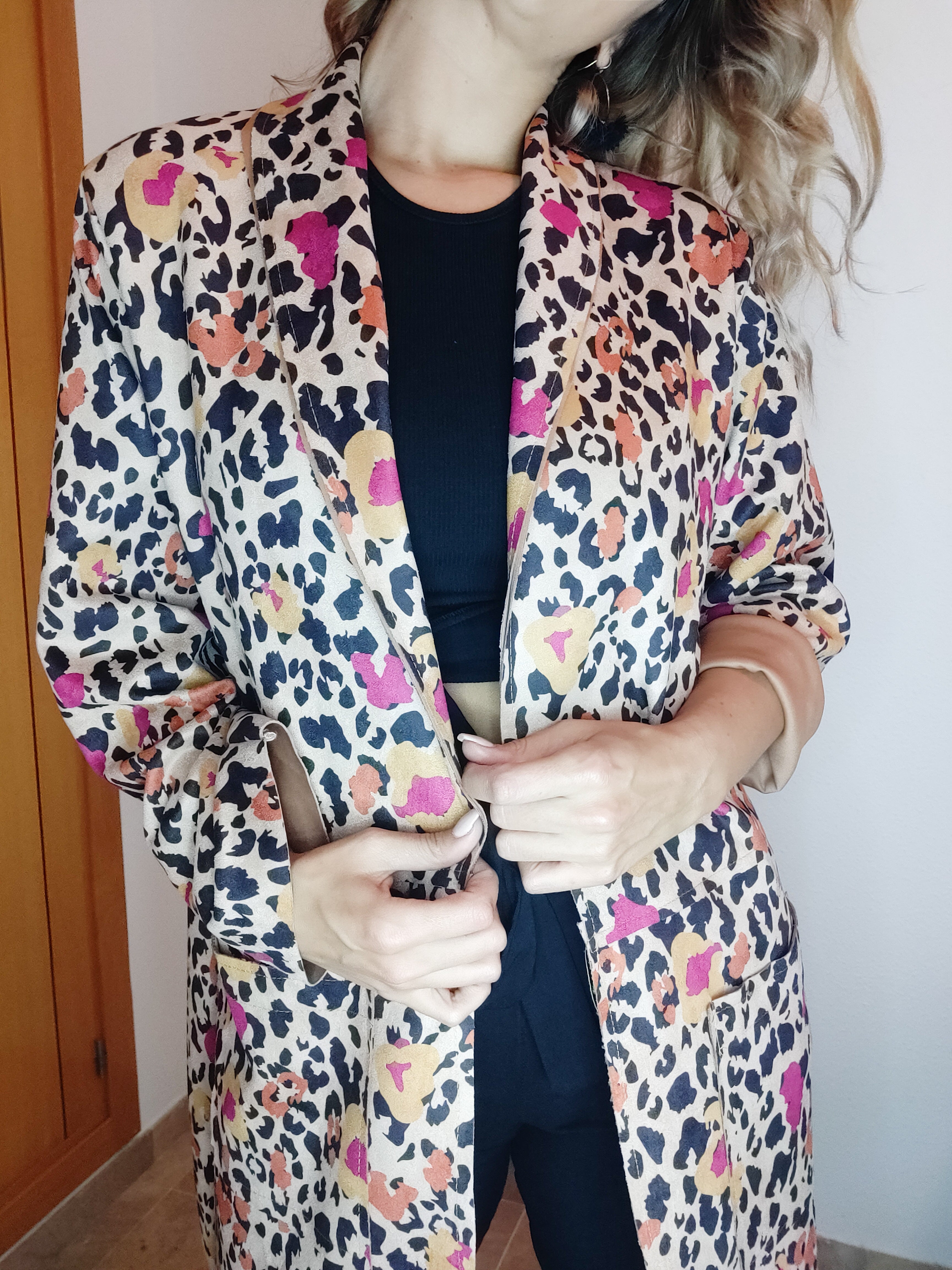 Suede-Effect Animal Print Jacket