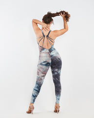 Only S and S/M - tie Dye Blue Grey Jumpsuit