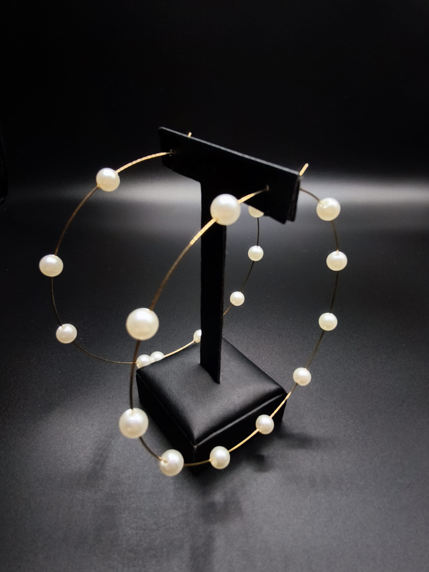 Large Pearl Hoop Earrings