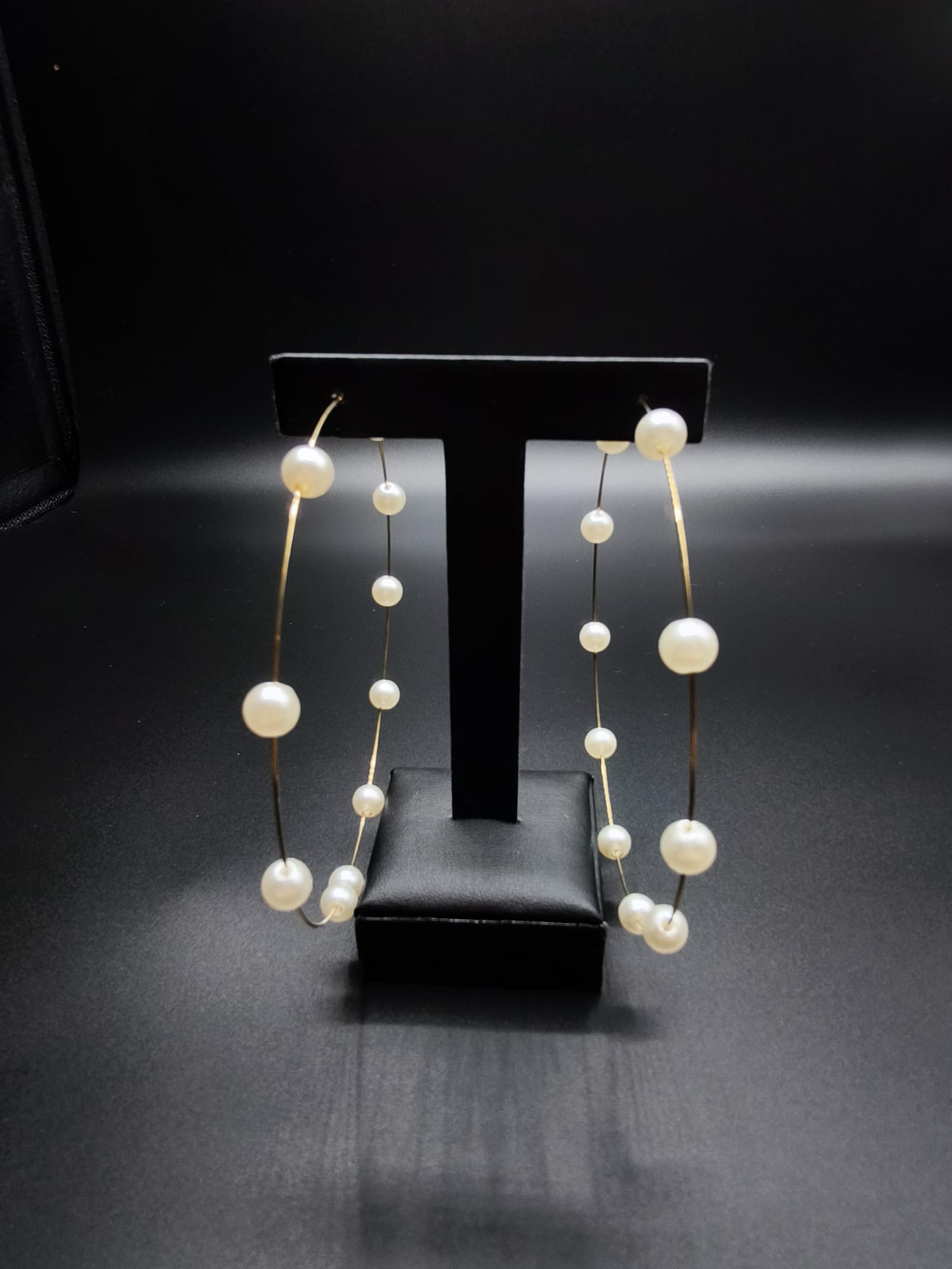 Large Pearl Hoop Earrings