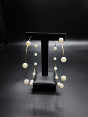 Large Pearl Hoop Earrings