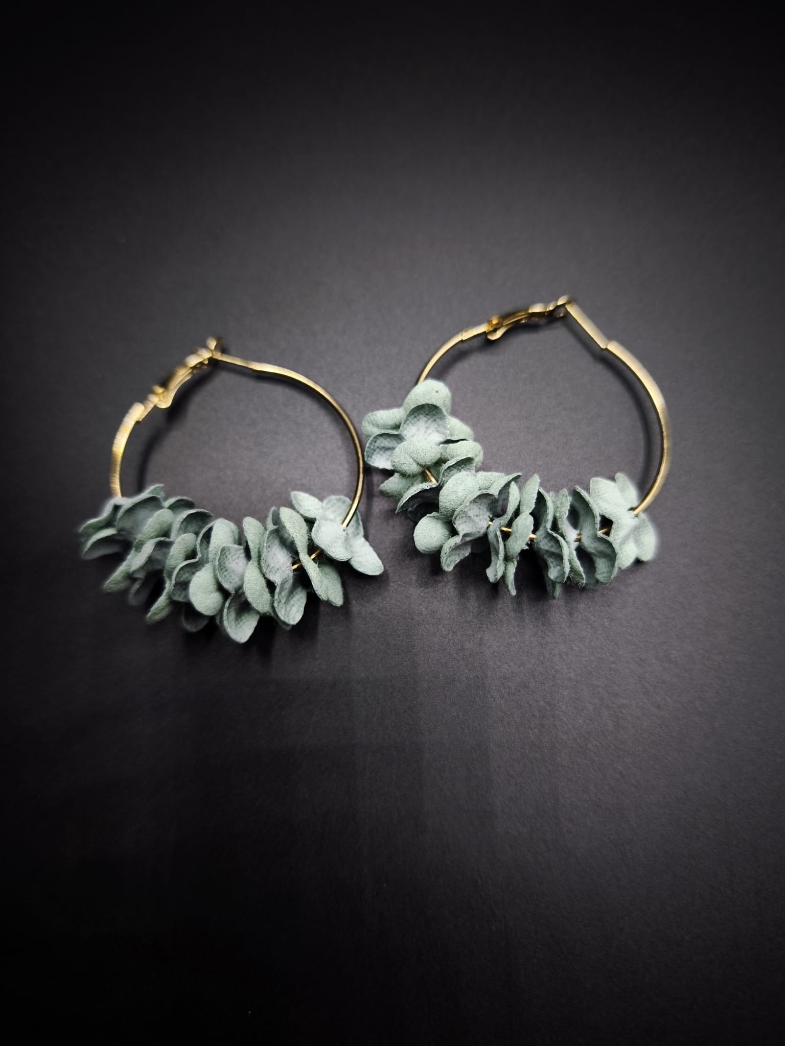 Floral Aquamarine Hoop Earrings