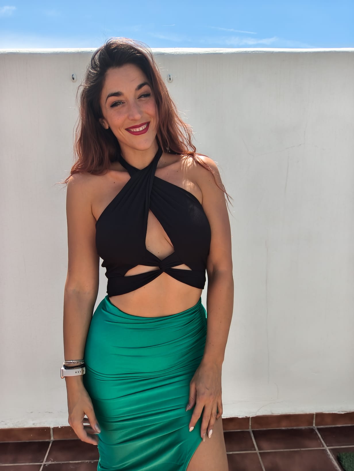 Streachable laced top
