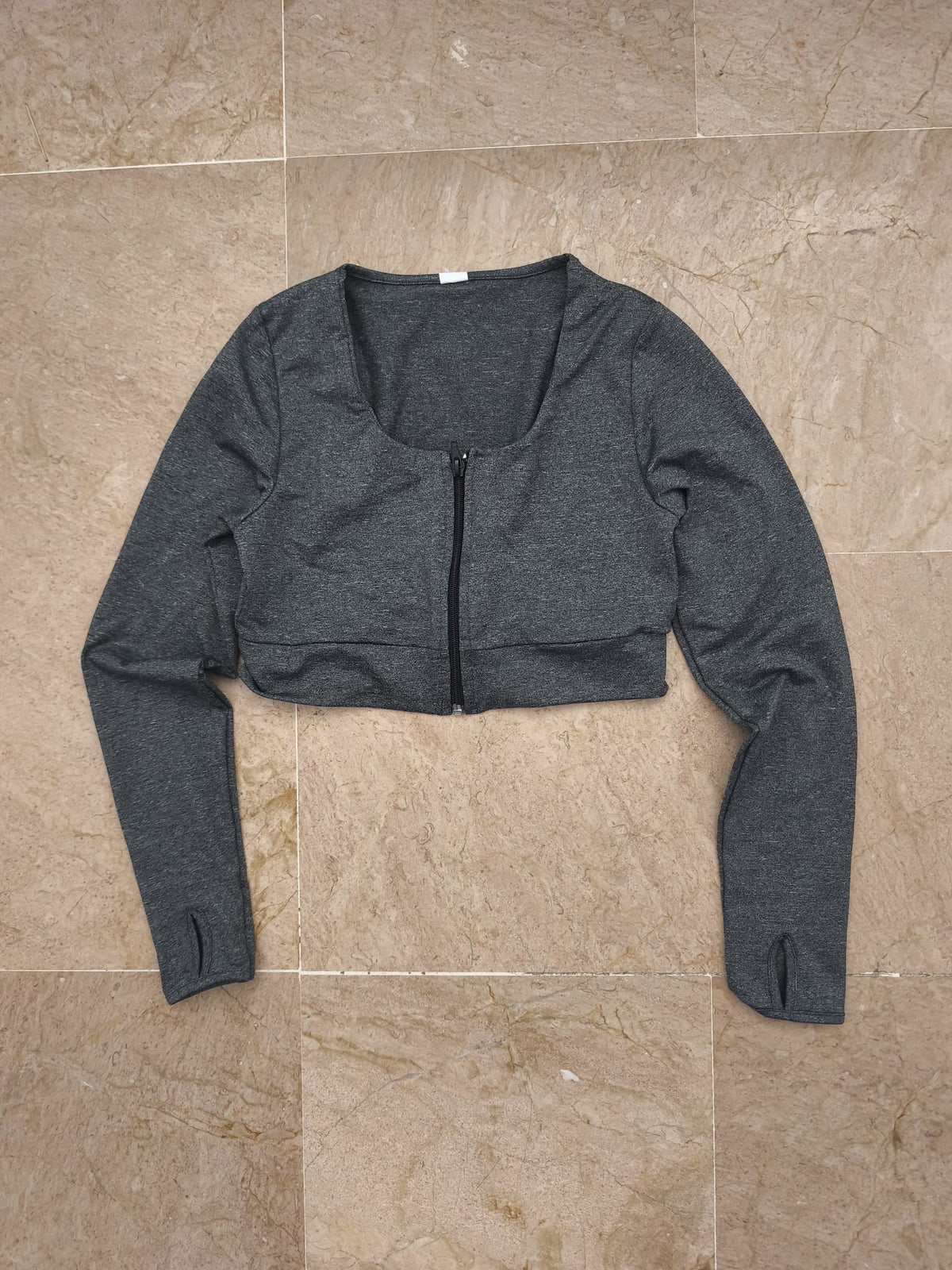 Grey zip long sleeve top