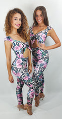 Sizes S to L - Cute flowers animal jumpsuit