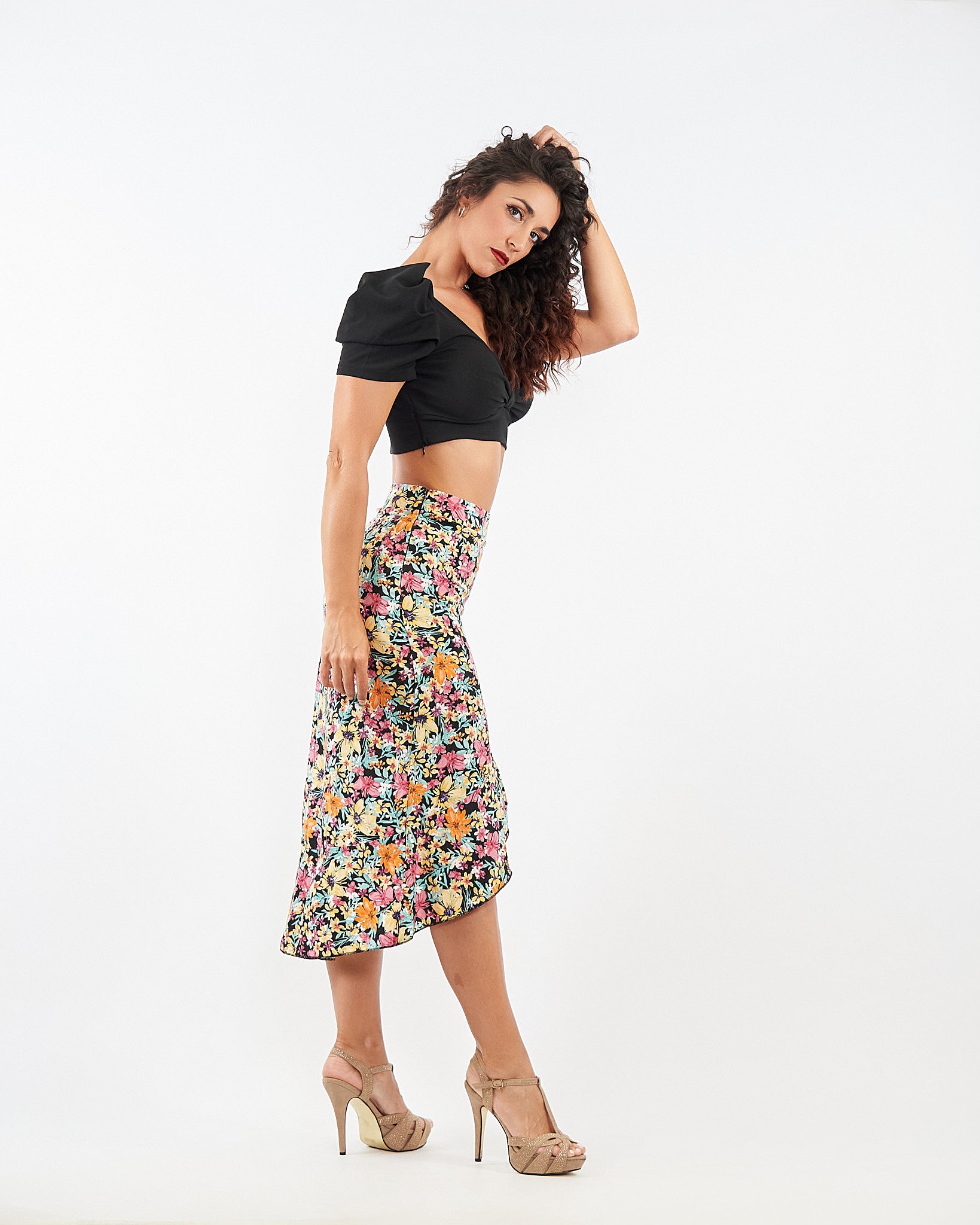 Flowered Long Streachable Skirt