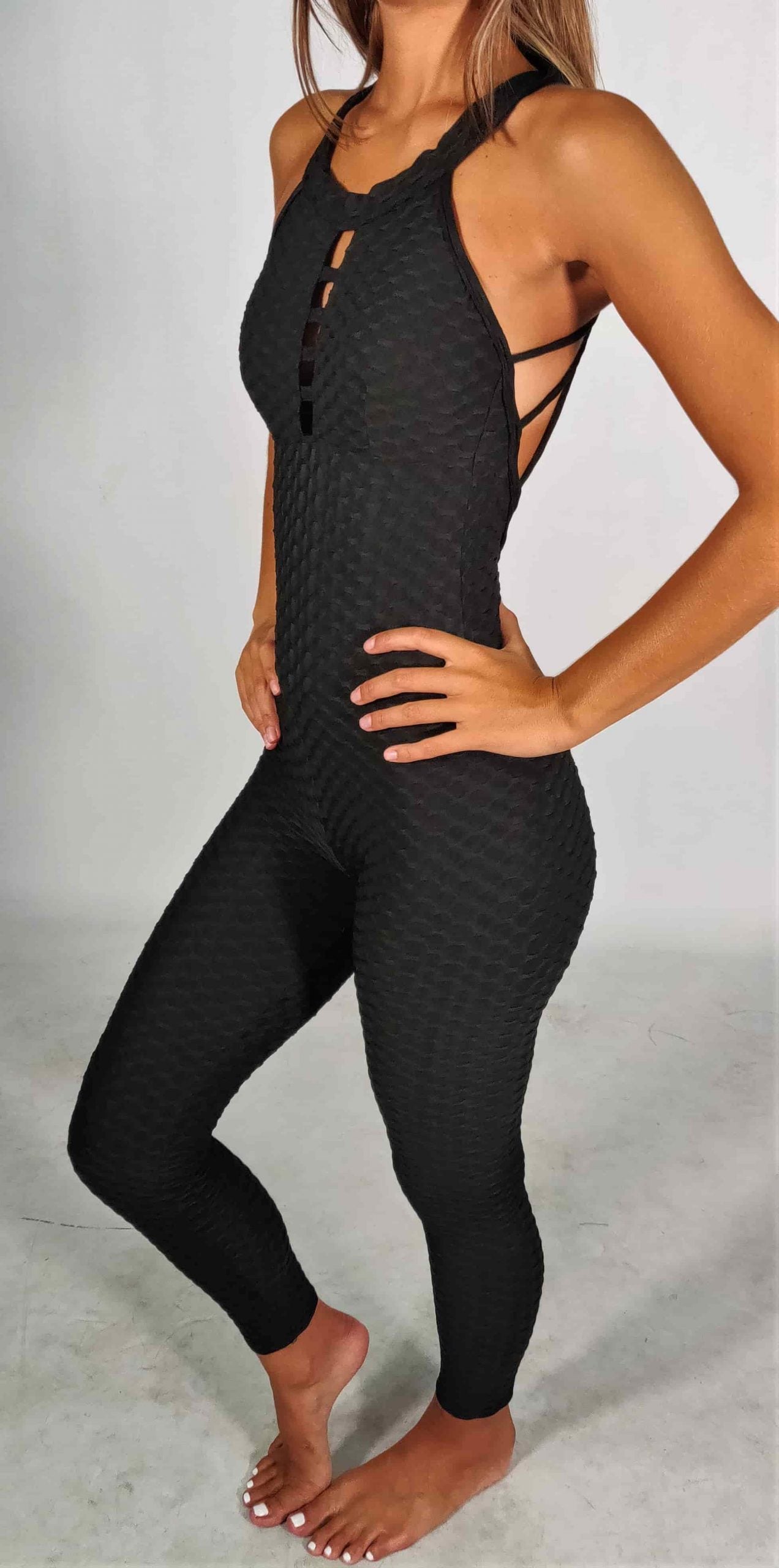 Only sizes XS and M/L - Black Brocade Jumpsuit